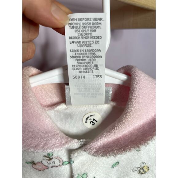 NEW Carters Vintage Baby One Piece Footie Size 6-9 Month Apples Pears Bees - Picture 6 of 9